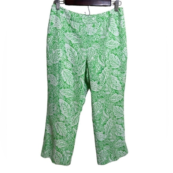 PENDLETON Ankle Cropped‎ Lined Pants Silk Cotton Floral Green 6P - Picture 1 of 10